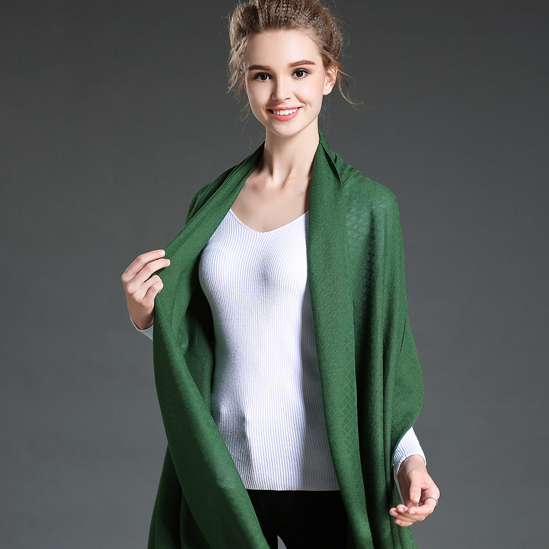 Women in Winter to Keep Warm Plain Green Polyester Scarf