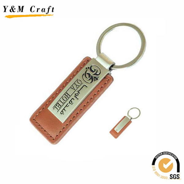 Brown Color Black Soft Enamel Fill PU Key Chains Ym1032
