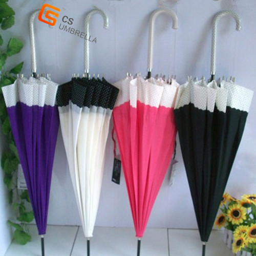 Two Colors Joined Leather Coated Handle Sun Umbrella (YS-1010A)