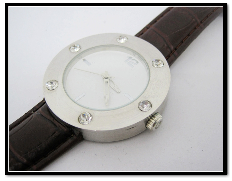 Brown Leather Watch for Men Stainless Steel Case and Back