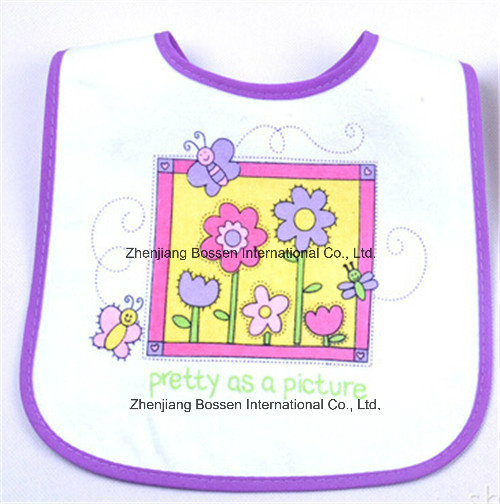 Customized Design Logo Printed Cotton Cartoon White Baby Bandana Bib