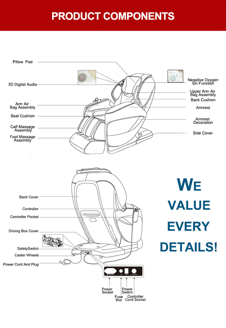 Hot Selling Irest Comfortable Airbags 3D Massage Chair Motor