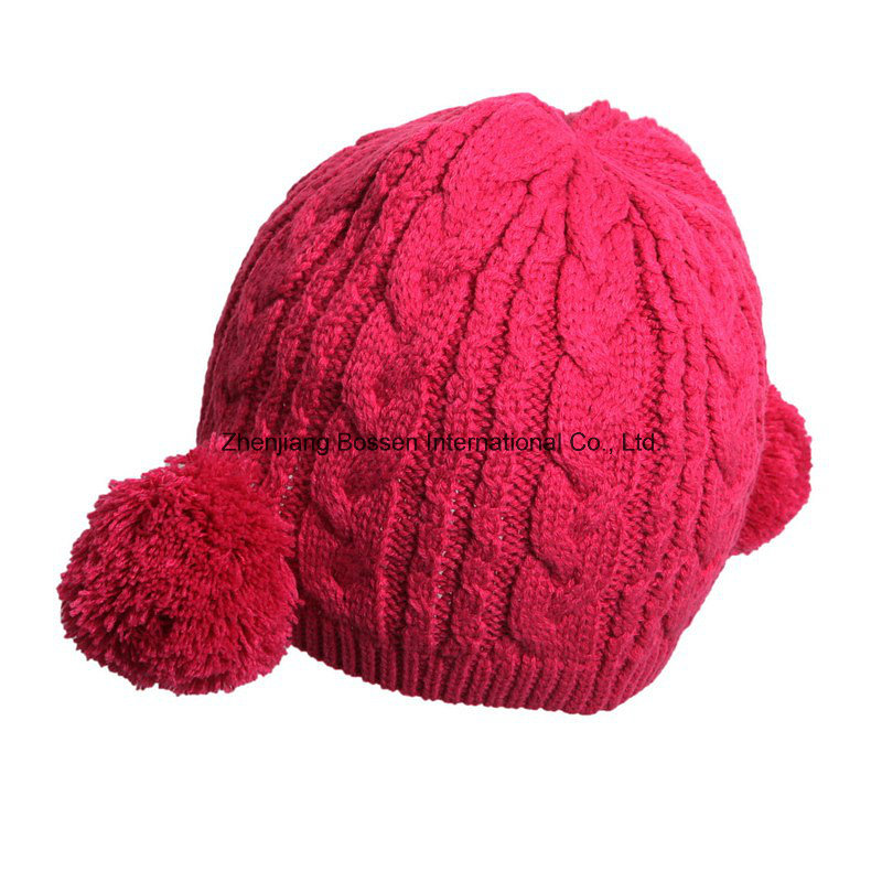 China Factory Cheap Customized Cartoon Printed Acrylic Warm Knitted Children Beanie Hat