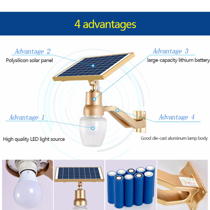 New All in One Apple Shape Street Light 700lm Wall Mounted Solar High Brightness Wall Garden Lamp Outdoor IP65