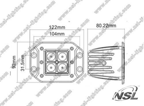 Flush Mount 16W CREE LED Work Light off Road Truck