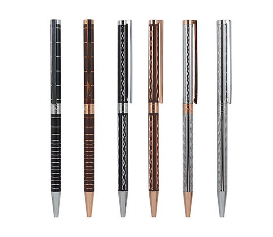 Metal Slim Ball Pen with Customized Laser Logo Carved Designs