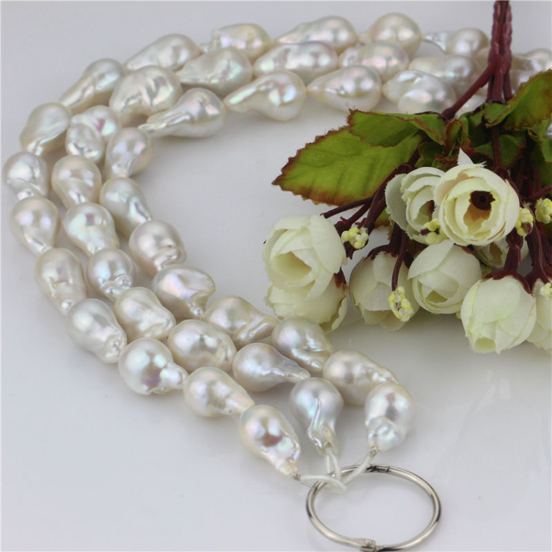 AAA High Quality No Blemishes Freshwater Pearl Strand Nucleated 15mm Pearl Strand Bead