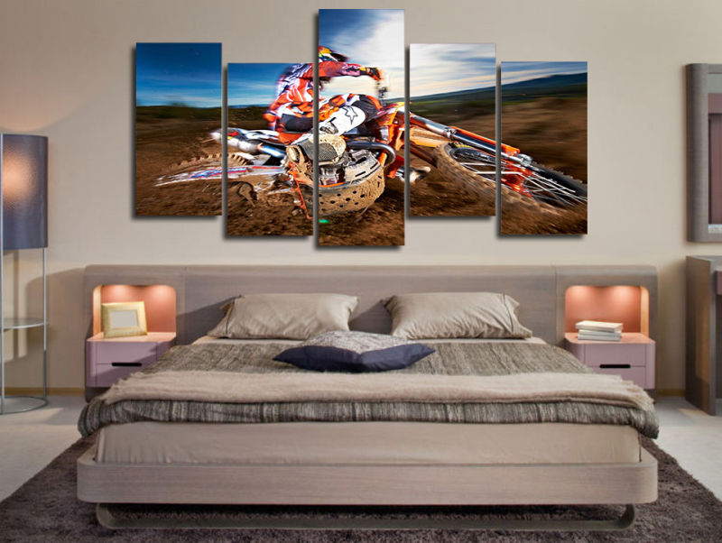 HD Printed Motocross Painting on Canvas Room Decoration Print Poster Picture Canvas Mc-069