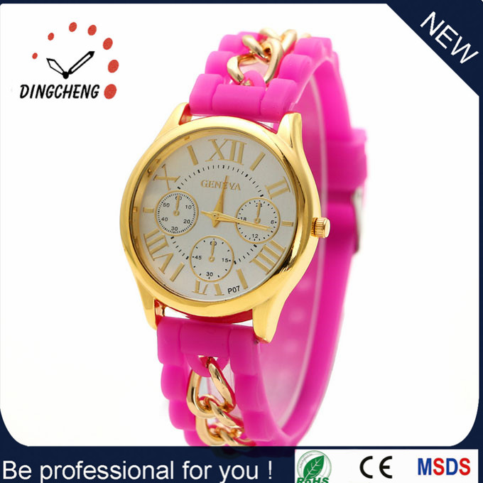 2016 Gift Christmas Gold Watch Quartz Movement Watch Diamond Silicone Strap Watch for Women Watch (DC-631)