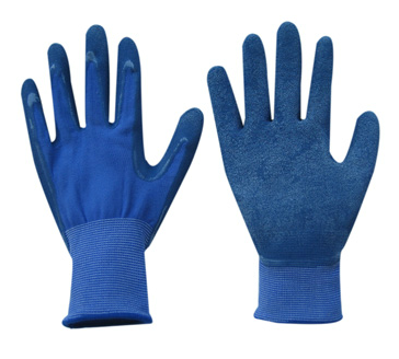 15g Nylon Liner Blue Latex Coated Glove-5239