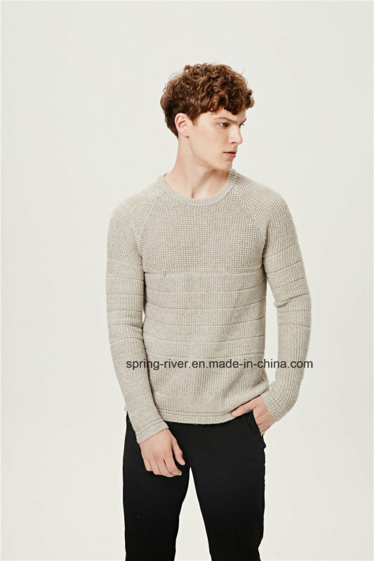 Acrylic Wool Mixed Pattern Pullover Men Knitwear