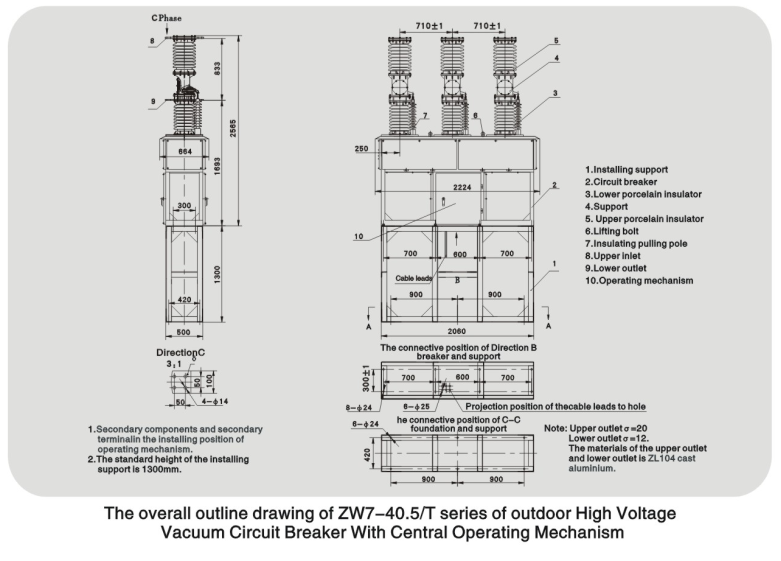 Zw7-40.5 High-Voltage Vacuum Circuit Breaker