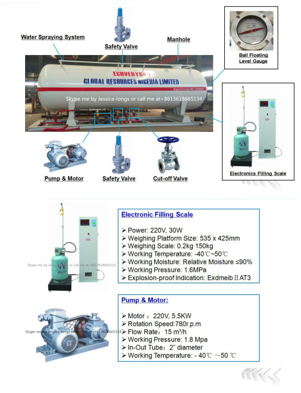 5m3 LPG Filling Plant, 20m3, 40m3 LPG Skid Station LPG Gas Station with Double Nozzle Dispenser for Nigeria