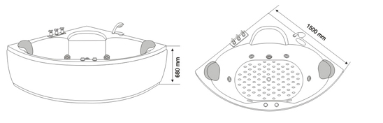 White Acrylic Sanitary Whirlpool Massage Bathtub (M-03)