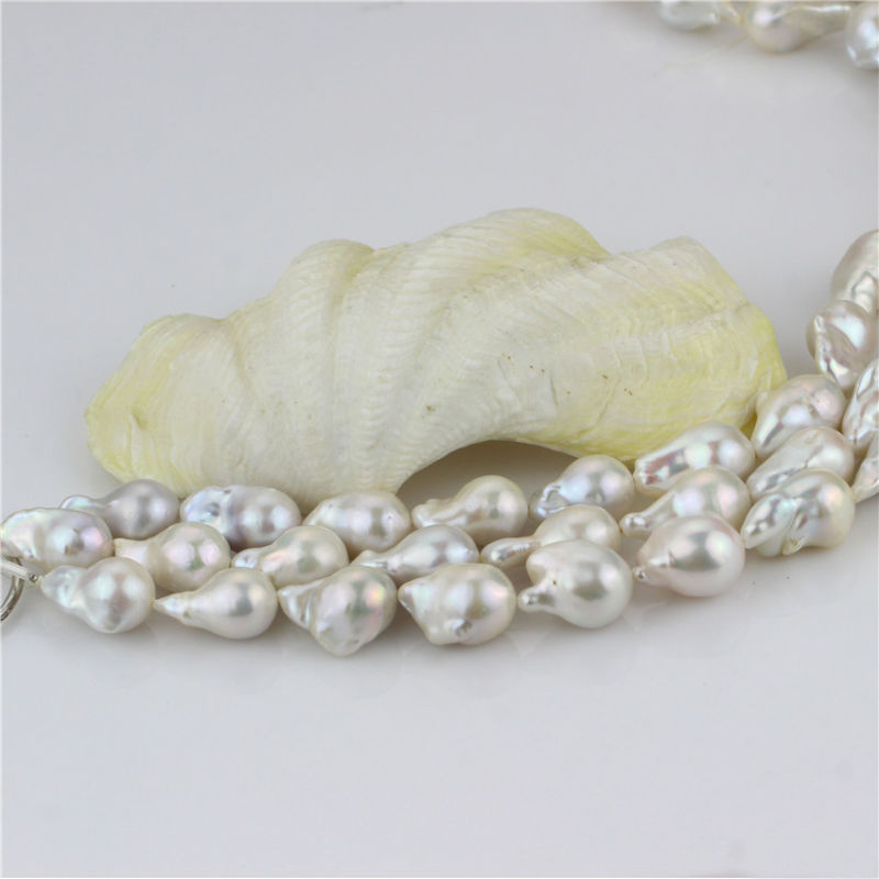 AAA High Quality No Blemishes Freshwater Pearl Strand Nucleated 15mm Pearl Strand Bead
