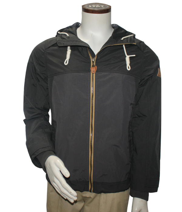 Zipper Through Nylon Short Plain Flight Men Bomber Hood Jacket