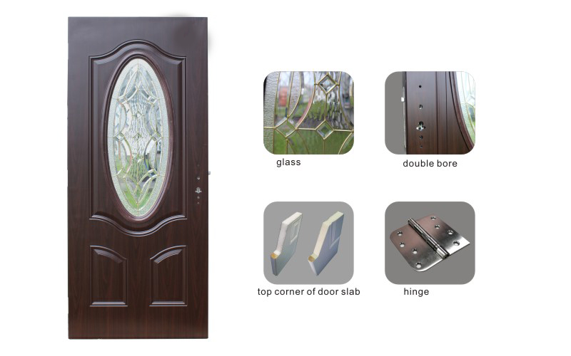 Fangda Glass Inserts Metal Steel Door