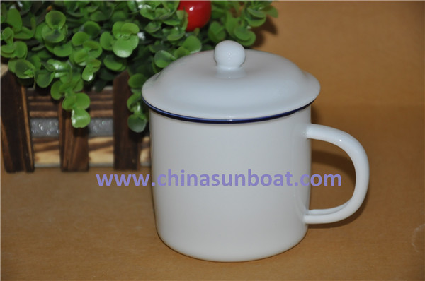 Sunboat Ceramic Mug Retro Imitation Enamel Cup, China Style Enamel Mugs Tableware