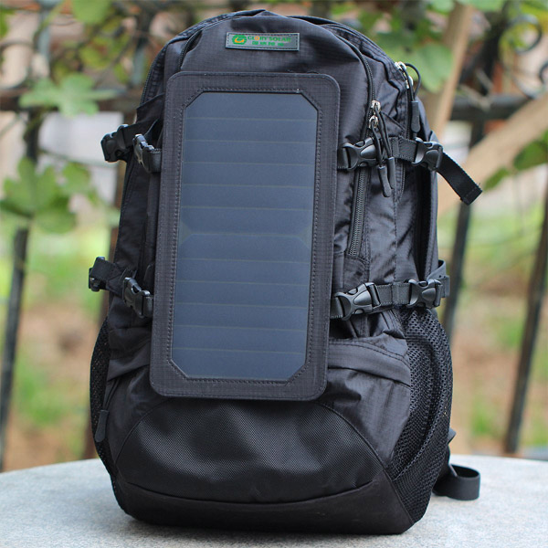 35L 6.5W Army Green Outdoor Solar Backpack Solar Charger Back Pack Bag with Removable Solar Panel for Cell Phones / 5V Devices (SB-168)