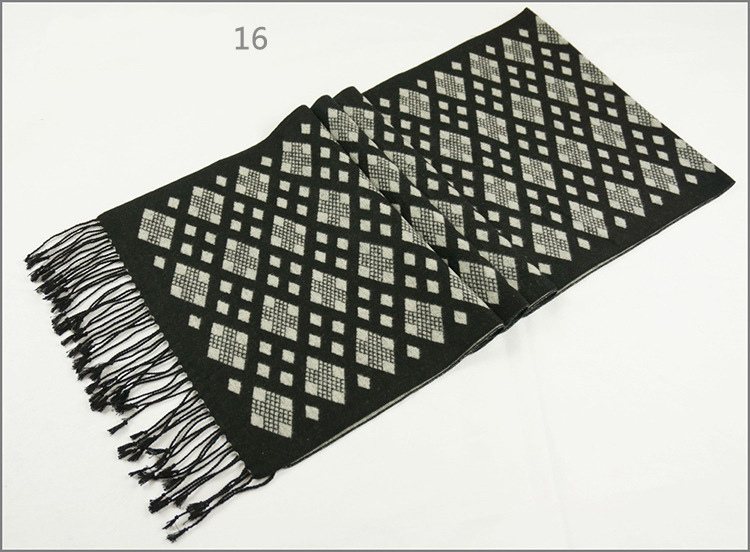 Men's Womens Unisex Reversible Cashmere Feel Winter Warm Checked Diamond Printing Thick Knitted Woven Scarf (SP816)