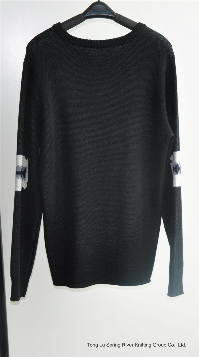 Men Round Neck Patterned Pullover Knitted Sweater