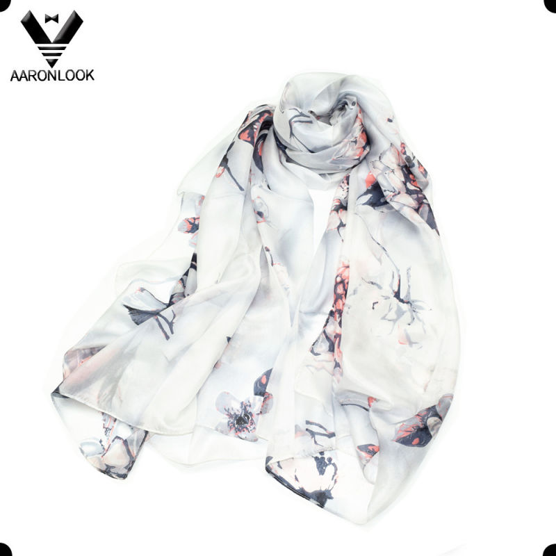 2016 New Lady's Flower Printed Elegant Fashion Silk Scarf