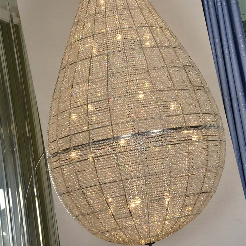 Water Drop Shape Hotel Luxury K9 Crystal Pendant Lamp