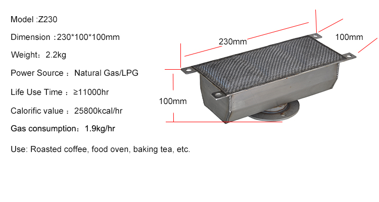 Portable Gas Grill Used for Coffee Baking Machine, Metal Fiber Burner