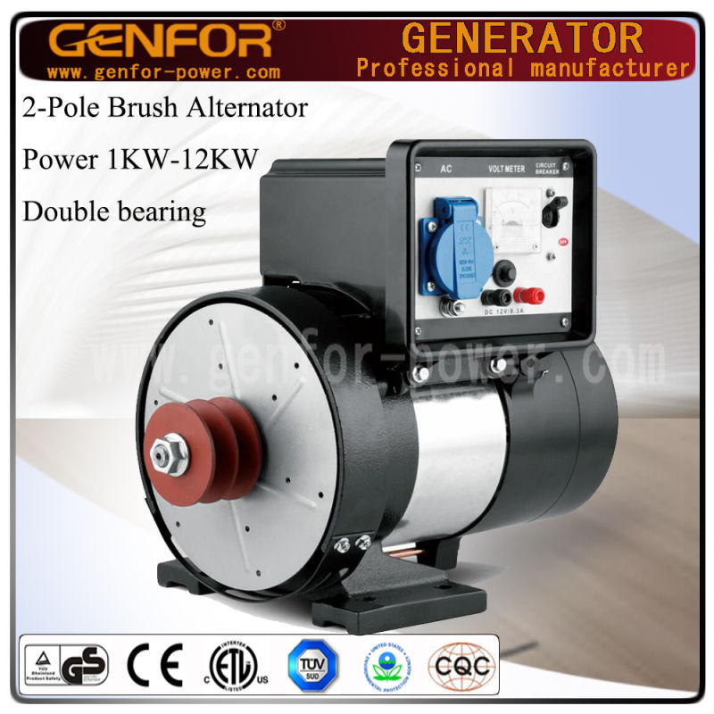 Double Bearing 2-Pole Single Phase Synchronous AC Alternator 2kw