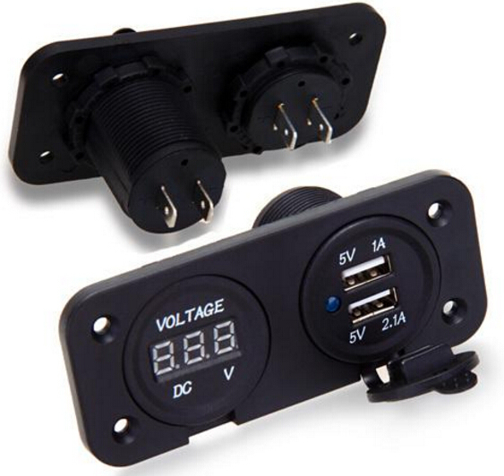 Hot! 12V Waterproof Car Socket & Voltmeter
