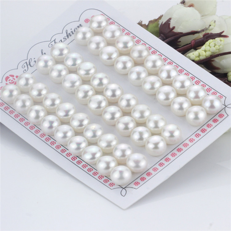 8mm Aaaa Button Shape Half Drilled Matching Pairs Wholesale Freshwater Loose Pearl