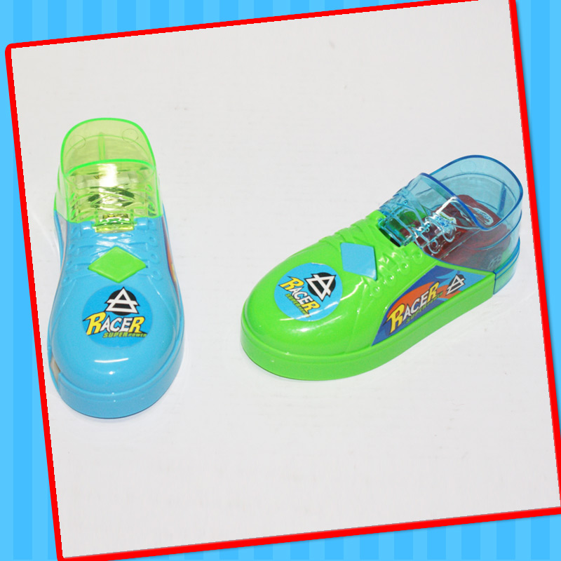 Speeding Driving Mini Car Shoe Toy with Sharpener Candy