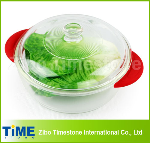 High Borosilicate Glass Round Food Storate Box with Glass Cover