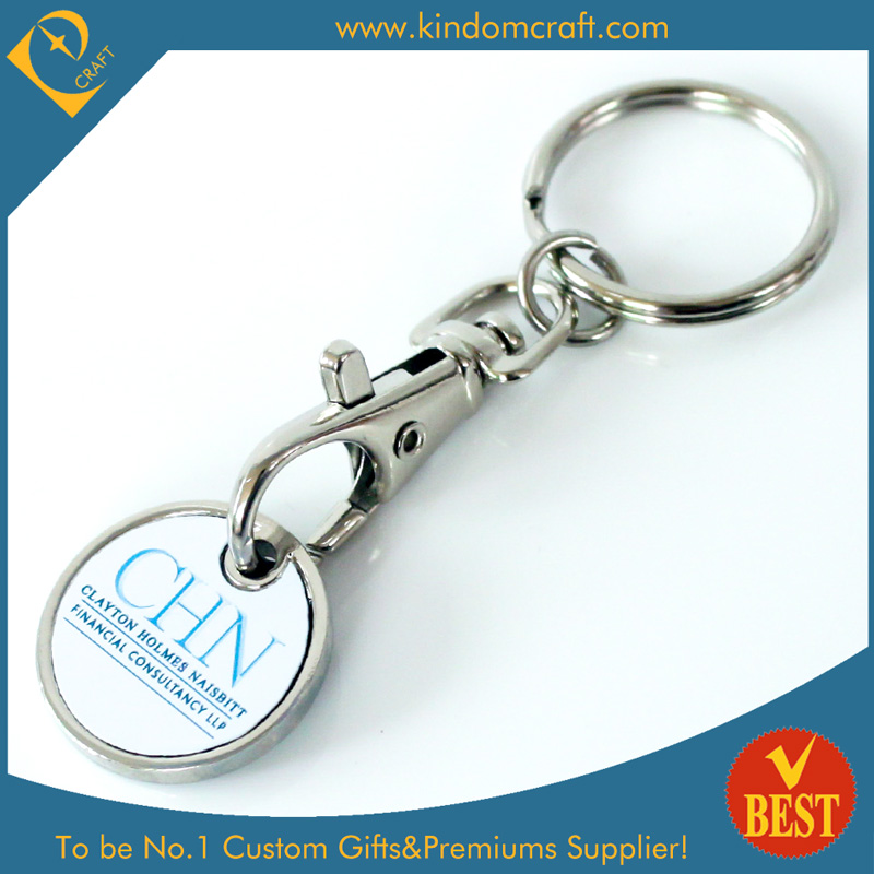 Promotion Shopping Trolley Coin Keyring with Metal Stick