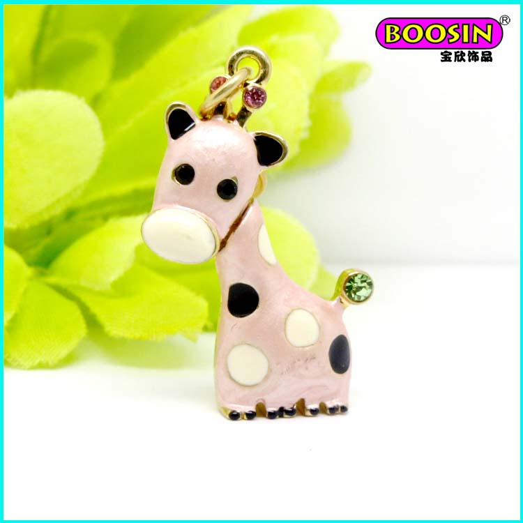 Lovely Custom Alloy Enamel Deer Necklace Jewellery Charm