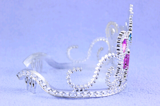 Silver Tiara Crown with Blue and Heart Jewel Hair Accessories