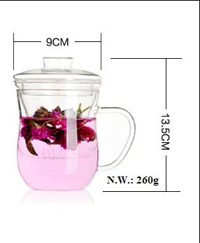 Tea Cup Glass Mug for Tea Coffee Mug with Lid