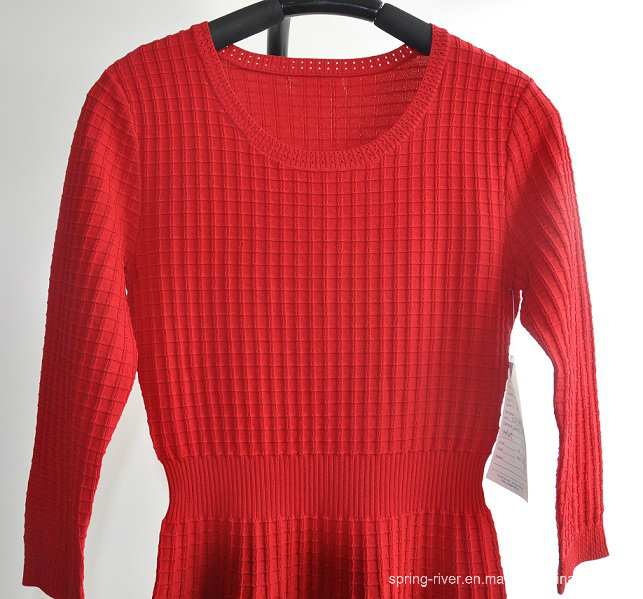 63%Ray37%Nylon Ladies Knit Sweater Dress