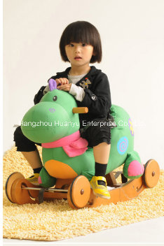 Washable Double Function Wooden Rocking Animal-Dinosaur Rocker with Safeguard