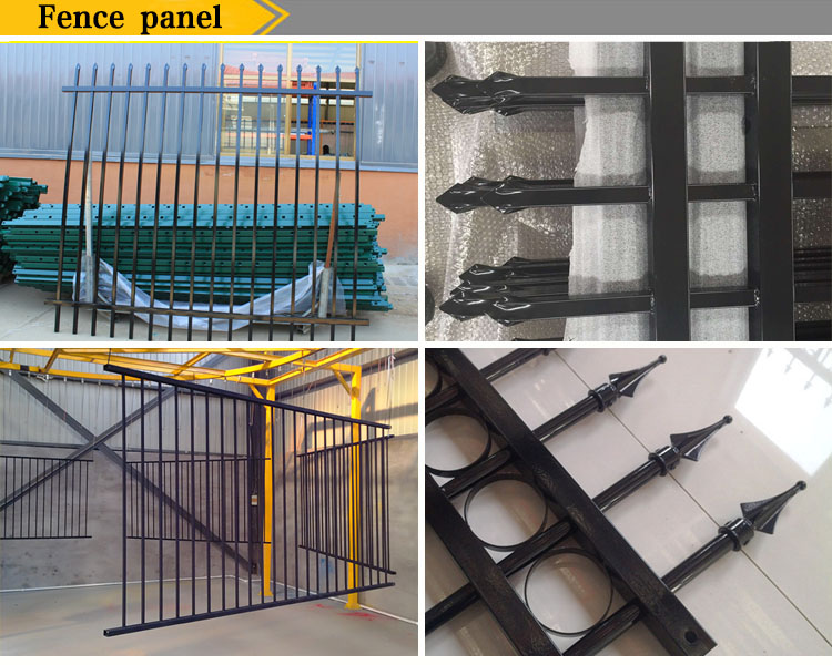 Black Powder Coated Hot DIP Galvanized Durable Metal 3 Rail Fence