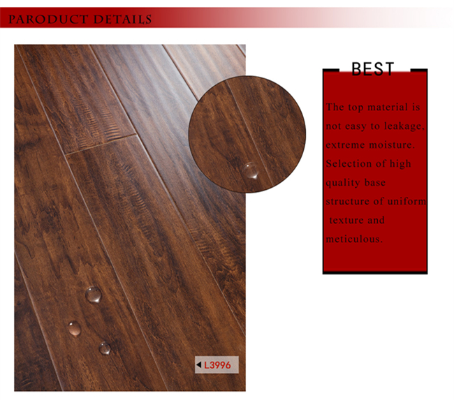 Hand-Scraped 12.3mm Walnut AC3 E1 Laminated Laminate Wood Flooring