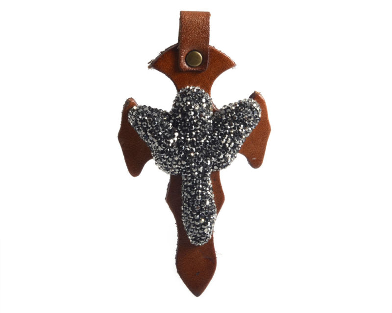 Fashion Leather Jeweley Pendant with Rinestone Pave