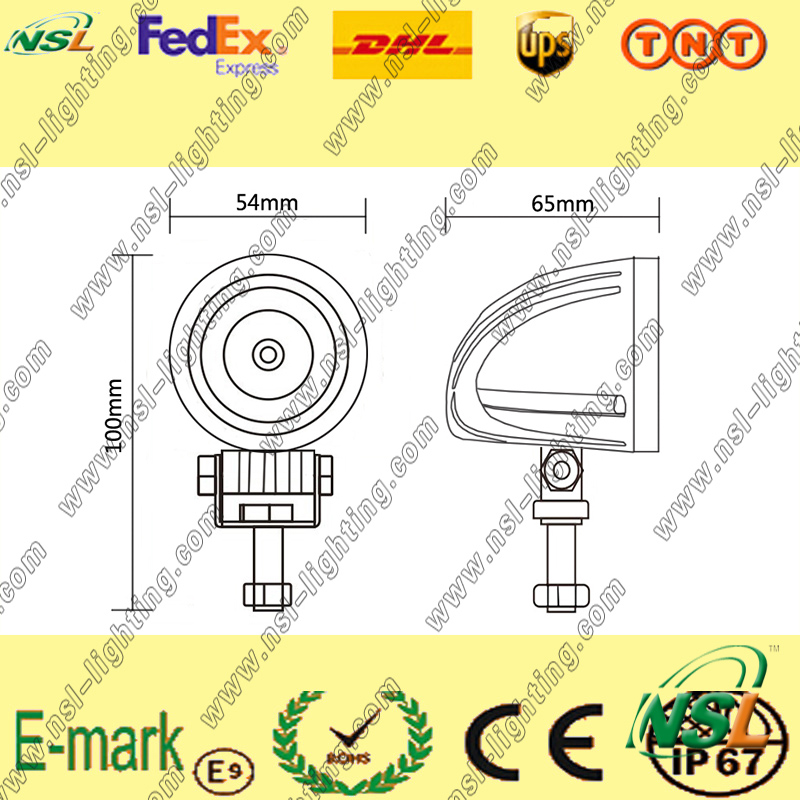 10W LED Work Light, Creee Series LED Work Light, 12V DC LED Work Light for Trucks