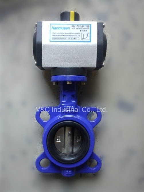 Pneumatic High Performance Ductile Iron Wafer Butterfly Valve