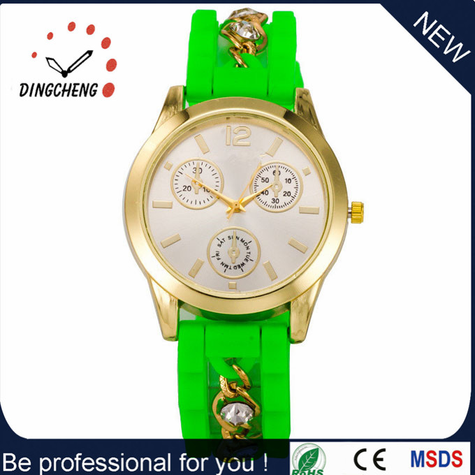 2016 Hot Sale Silicone Watch for Women Running Move with Diamond Silicone Bracelet Watch (DC652)