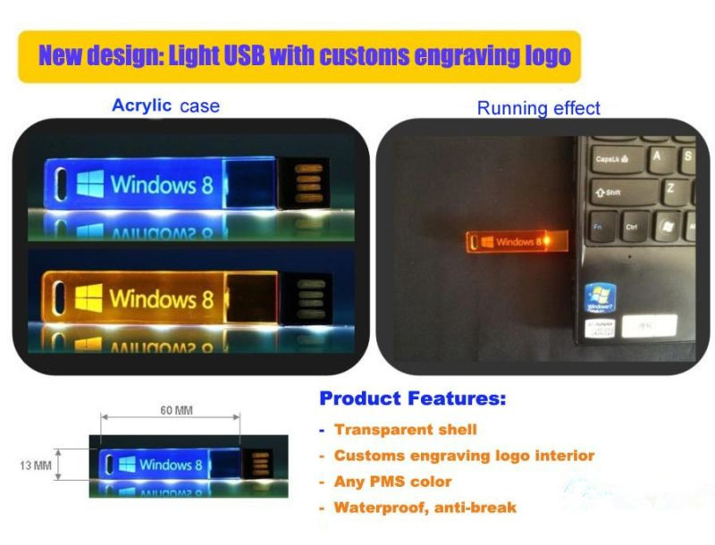 2016 Newest Model USB Flash Drive with Light-Emitting