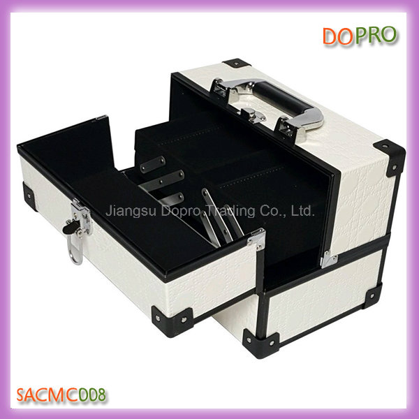 Vanity White PU Leather Makeup Kit Box with Good Price (SACMC008)