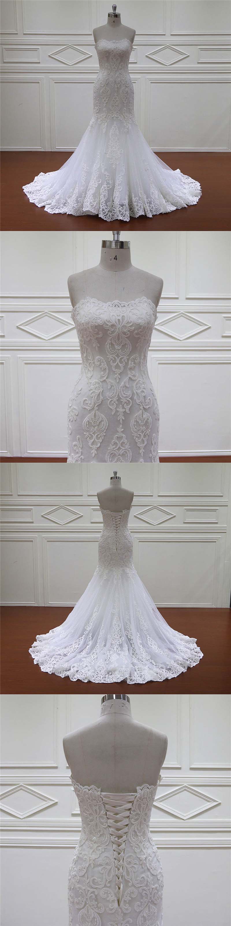Hot Sale Mermaid Vintage Lace Applique Bridal Wedding Dresses (XF1088)