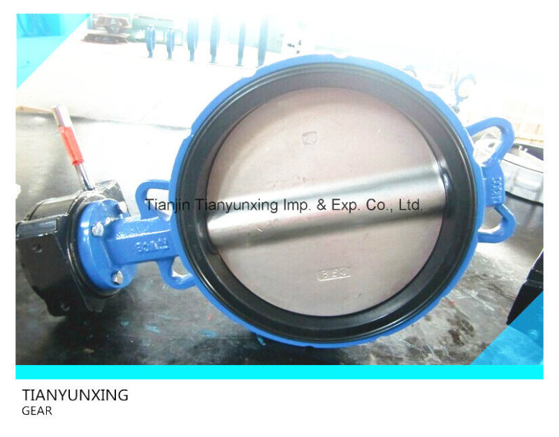 Casting Steel Manual Operated Rubber Lined Wafer Butterfly Valve