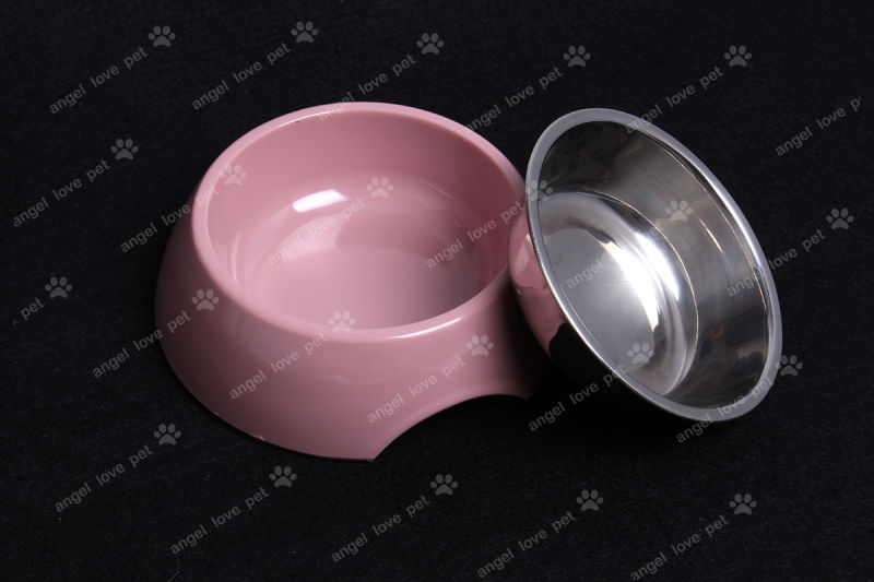 Fashion Design Melamine Bowl with Stainless Steel Dog Bowl (HN-PB939)